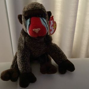 Ty Beanie Baby Original. CHEEKS the Baboon. Born May 28, 1999. Rare Retired